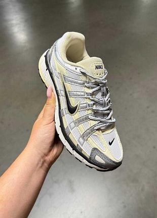 Женские кроссовки nike p-6000 white grey beige белый серый бежевый 36 37