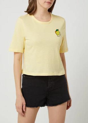 Футболка onlfruity life s/s stripe top box jrs 15231612 sunshine - bright white + lemon only l жовти 15231612sunshine-bright w xs
