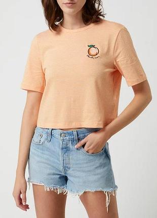 Футболка onlfruity life s/s stripe top box jrs 15231612 mock orange - bright white + peach only l по 15231612mockorange-bright