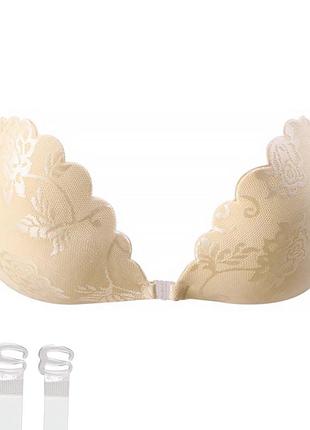 Бюстгальтер-невидимка fly bra g00d89 с эффектом рush up без бретелей кружевной лиф бежевый d