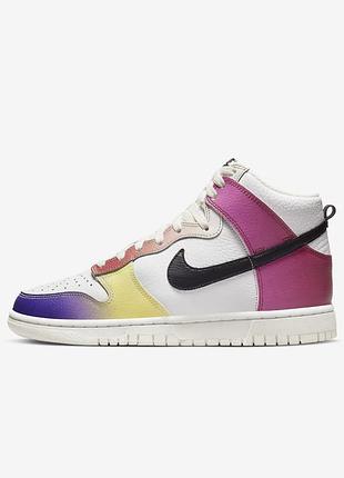 Жіночі кросівки стильні повсякденні найк оригінал nike dunk high multi-color summit white fd0802-100