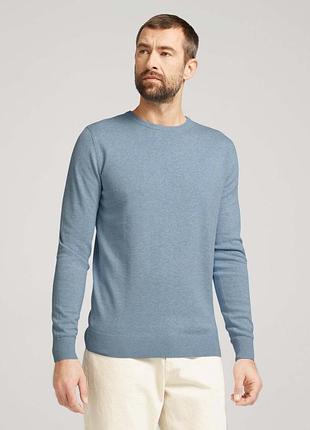 Кофта basic crew neck sweater 1027299xx1021076 tom tailor xxl голубой 1027299x1021076 xxxl