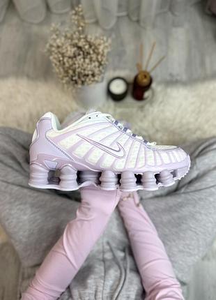 Кроссовки женские nike shox найк шокс белые и фиолетовые легкие и удобные модные