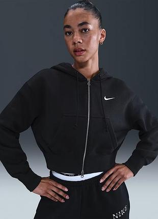Жіноча толстовка найк оригінал nike w nsw phnx flc crop fz hdy hv2426-010