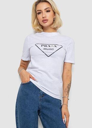 Футболка женская с принтом, цвет белый, 238r57485