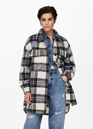 Куртка onlrosa long shacket cc otw 15230326-cloud dancer-detail: lavender blue + breen only l білий 15230326-cloud dancer-det m