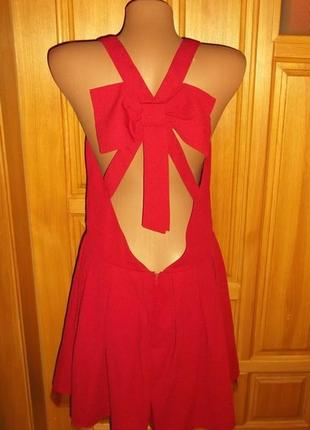Сукня сарафан з відкритою спиною і бантом червоне міні бирка р. l - lustre4 фото