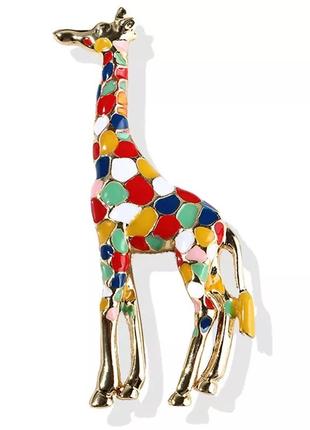 Брошь разноцветная жираф брошка пин значок3 фото