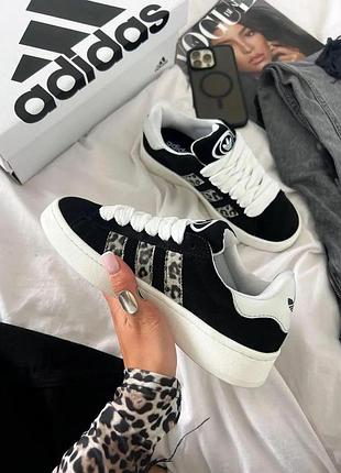Женские кроссовки adidas campus 00s черные с леопардовым адидас кампус из замши для активного отдыха