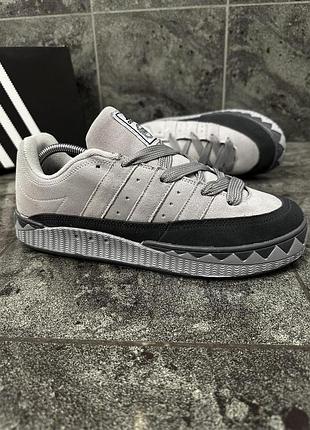 Adidas adimatic neighborhood grey black, кросівки чоловічі адідас адиматик сірі з чорним, сірі замшеві кеди