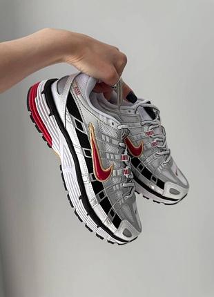 Женские кроссовки найк стильные красивые nike p-6000 silver red