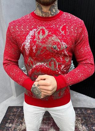 Новогодний свитер вязаный wolf red вт4646 l