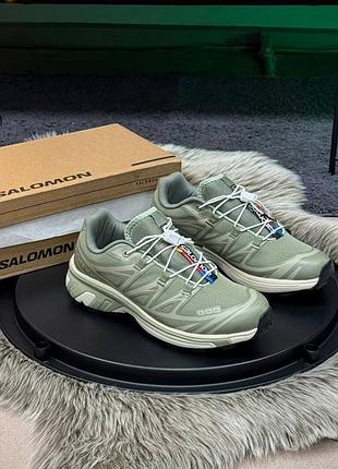 Кроссовки женские salomon xt6 саломон икс т6 из комбинированного материала оливковые комфортные