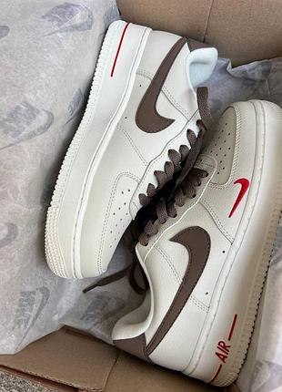 Женские кроссовки найк аир форс nike air force 1 low mocco white brown белый коричневый 36