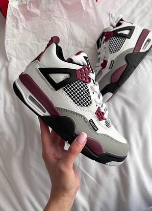 Женские кроссовки найк аир джордан ретро nike air jordan retro 4 pari stain germain white black черный 36