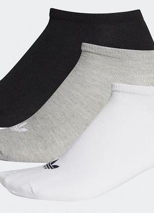 Шкарпетки adidas trefoil liner 3p білий, сірий, чорний унісекс 43-46