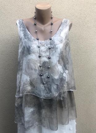 Шёлковая блуза,майка,многослойная,рюши,воланы,этно бохо стиль