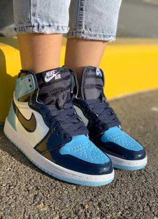 💙🖤nike air jordan 1🖤💙 кросівки найк джордан жіночі