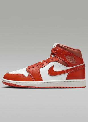 Кроссовки женские air jordan 1 mid orange/white bq6472-108