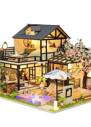Кукольный дом конструктор diy house p010-b японский домик с садом сборный румбокс с led подсветкой