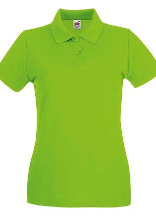 Футболка поло женская салатовая премиум premium polo lady-fit fruit of the loom,xl