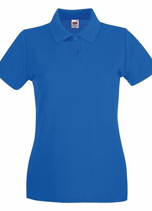 Футболка поло женская синяя премиум premium polo lady-fit fruit of the loom,m