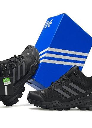 Мужские зимние кроссовки adidas terrex fur gore-tex black grey качественные высокие кроссы утепленные мехом черные адидас терекс 46
