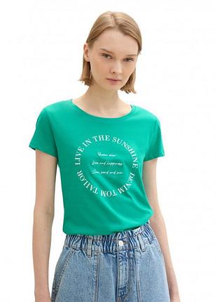 Жіноча футболка том тейлор оригінал t-shirt women's 1041419хх35363 tom tailor l зелений 1041419хх35363