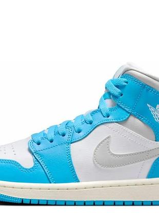 Женские кроссовки найк джордан оригинал nike jordan 1 mid dark powder blue white sail neutral grey (w) bq6472-400 40.5