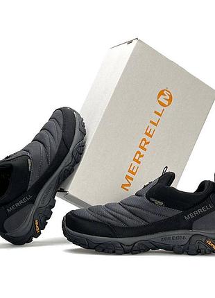 Мужские кроссовки merrell 1trl winter moc 3 gore-tex черно-серые водонепроницаемые мерел гортекс на осень зиму 44