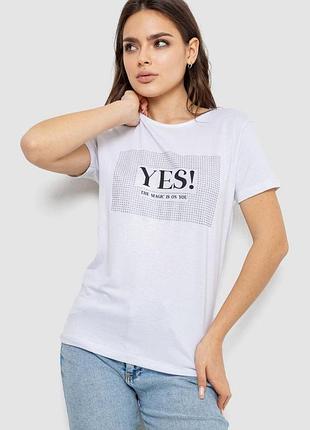 Футболка женская с принтом, цвет белый, 244r507