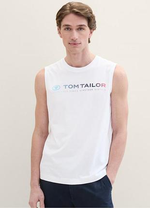 Майка tanktop with a logo print 1041866хх20000 tom tailor l белый 1041866хх20000