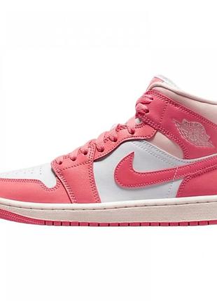 Женские кроссовки найк джордан оригинал nike jordan 1 mid strawberries and cream (w) bq6472-186