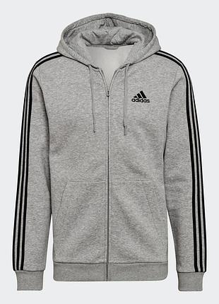 Худі adidas fleece 3-stripes zip hoodie light grey hb0041