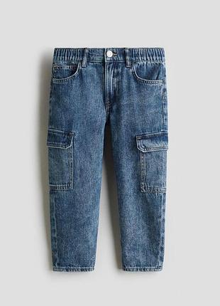 Детские джинсы-карго для мальчика h&m 92 см синие (26010901a)