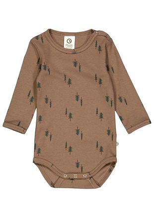 Детское новогоднее боди для новорожденных green cotton 80 см кофейный (25111232)