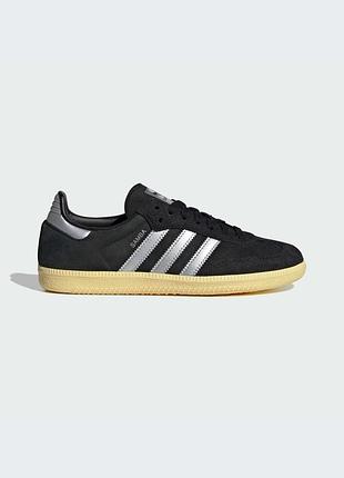 Жіночі кросівки адідас оригінал adidas samba og "core black / metallic silver / almost yellow" ie8128