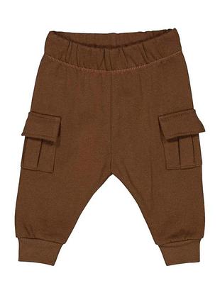 Детские теплые спортивные штаны карго для мальчика green cotton 86 см коричневые (251112120)