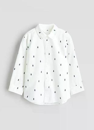 Дитяча новорічна сорочка для хлопчика h&m 128 см біла (25111709g)