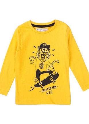 Дитячий лонгслів для хлопчика minoti 80-86 см жовтий (0238a)