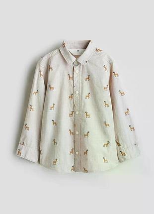 Дитяча новорічна сорочка для хлопчика h&m 116 см бежева (25111710c)