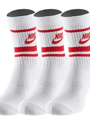 Чоловічі / жіночі шкарпетки найк оригінал nike u nk crew nsw essential stripe 3pr cq0301-102