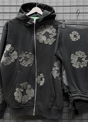Зип худи denim tears black/grey xxl