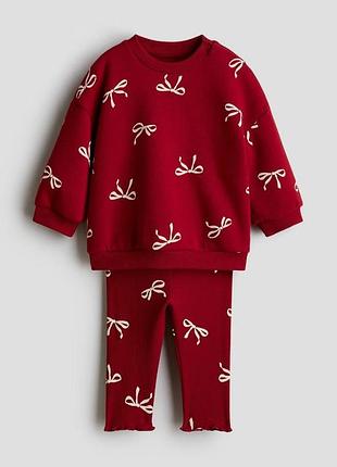 Детский новогодний комплект (свитшот + леггинсы) для девочки h&m 68 см красный (25120504a) 2-3 роки, 98 см