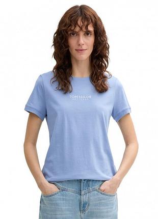 Жіноча футболка том тейлор оригінал women's t-shirt 1045543-37106 tom tailor l блакитний 1045543-37106