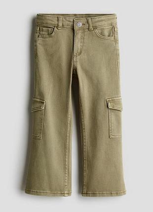 Дитячі джинси-карго для дівчинки h&m 140 см хакі (25120902e)
