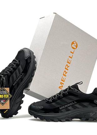 Мужские кроссовки merrell moab speed 2 gore-tex черные кожаные термо кроссы мерелл гортекс на осень зиму 44