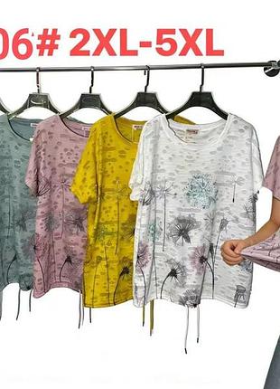 Женская футболка в наличии роживая ✅№d-8106 ❇️ ❇️(2xl-5xl) ♻️трикотаж ✅ длина 70см 450-00