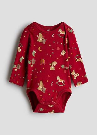 Дитяче новорічне боді h&m 98 см червоний (25111703i)
