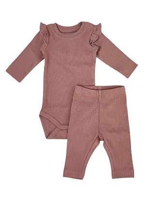 Детский комплект для новорожденных (боди+штанцы) для девочки name it 56 см пудра (25030901)